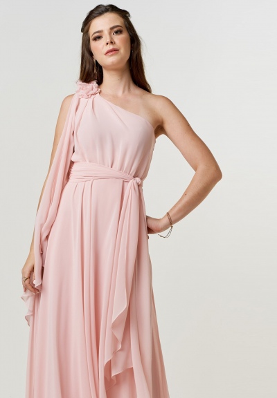 vestido longo assimetrico