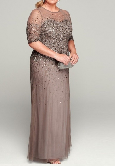 vestido de festa plus size manga curta