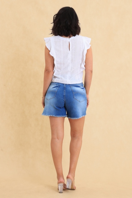 Shorts Feminino Boyfriend com Barra a Fio byUnna Estilo Despojado e Moderno
