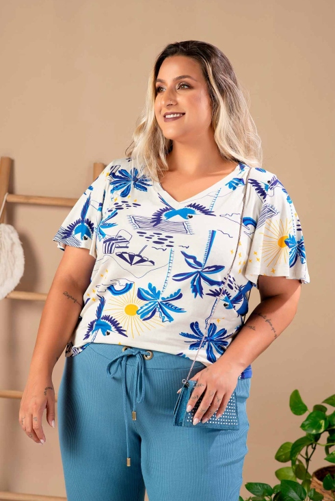 Blusas estampadas manga discount corta