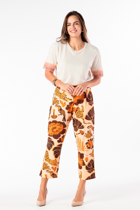 Calça capri discount estampada