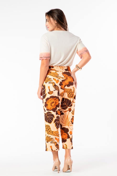 Calça sale capri estampada
