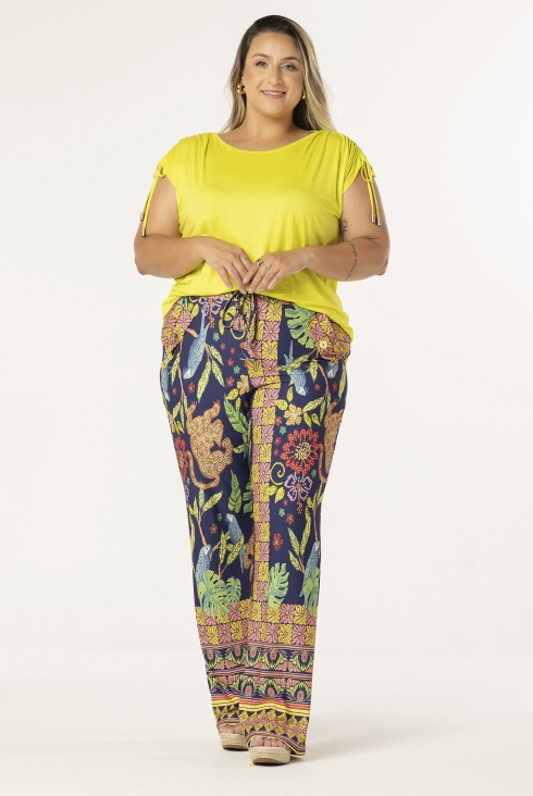 Calça solta feminina estampada best sale