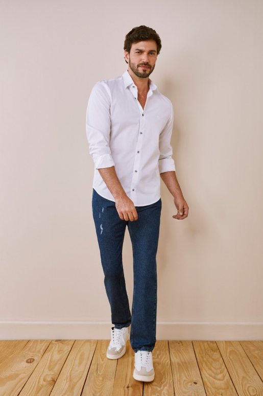 Camisa manga longa hotsell de lã masculina