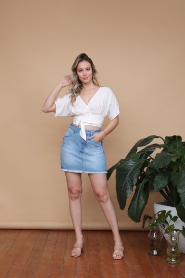 Saia jeans 2024 meia coxa